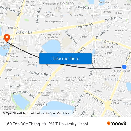 160 Tôn Đức Thắng to RMIT University Hanoi map