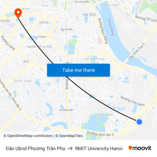 Gần Ubnd Phường Trần Phú to RMIT University Hanoi map