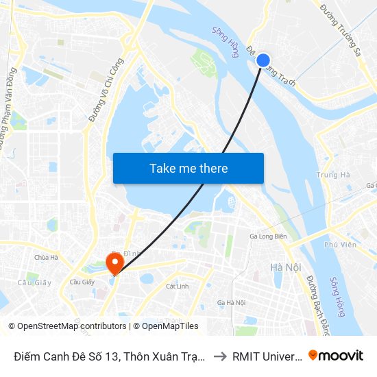 Điếm Canh Đê Số 13, Thôn Xuân Trạch-Đê Phương Trạch-406 to RMIT University Hanoi map