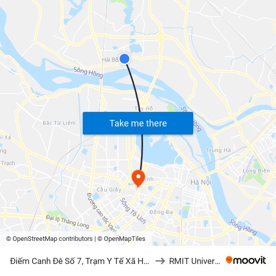 Điếm Canh Đê Số 7, Trạm Y Tế Xã Hải Bối-Đê Tả Sông Hồng to RMIT University Hanoi map