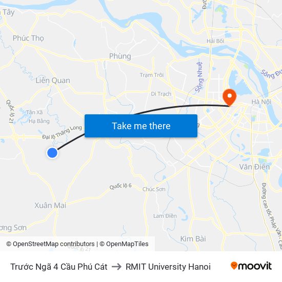 Trước Ngã 4 Cầu Phú Cát to RMIT University Hanoi map