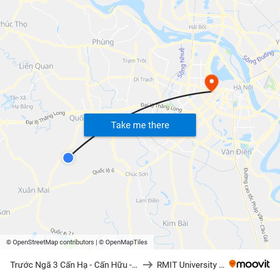 Trước Ngã 3 Cấn Hạ - Cấn Hữu - Quốc Oai to RMIT University Hanoi map