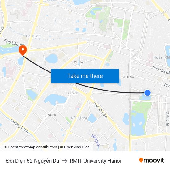 Đối Diện 52 Nguyễn Du to RMIT University Hanoi map