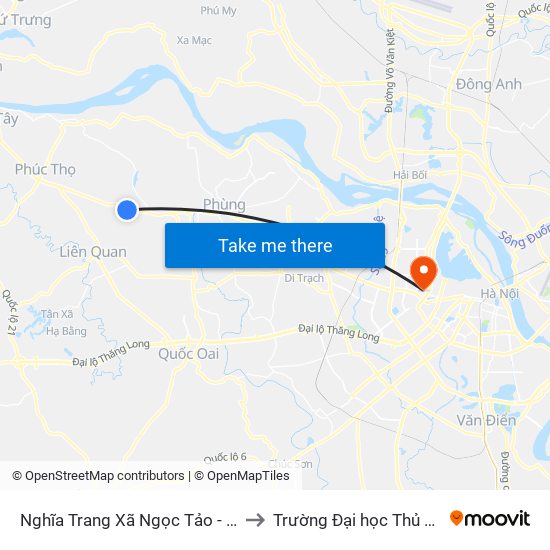 Nghĩa Trang Xã Ngọc Tảo - Quốc Lộ 32 to Trường Đại học Thủ đô Hà Nội map