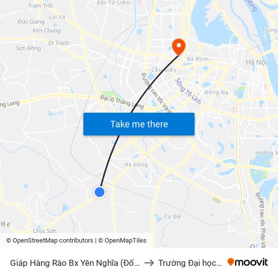 Giáp Hàng Rào Bx Yên Nghĩa (Đối Diện Đồng Hồ) - Quốc Lộ 6 to Trường Đại học Thủ đô Hà Nội map