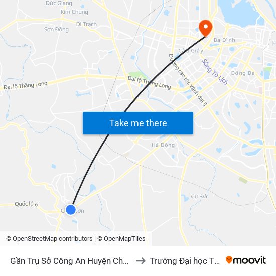 Gần Trụ Sở Công An Huyện Chương Mỹ - Quốc Lộ 6 to Trường Đại học Thủ đô Hà Nội map