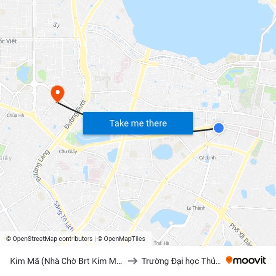 Kim Mã (Nhà Chờ Brt Kim Mã) - Biển Trước to Trường Đại học Thủ đô Hà Nội map