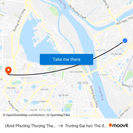 Ubnd Phường Thượng Thanh - Lý Sơn to Trường Đại học Thủ đô Hà Nội map