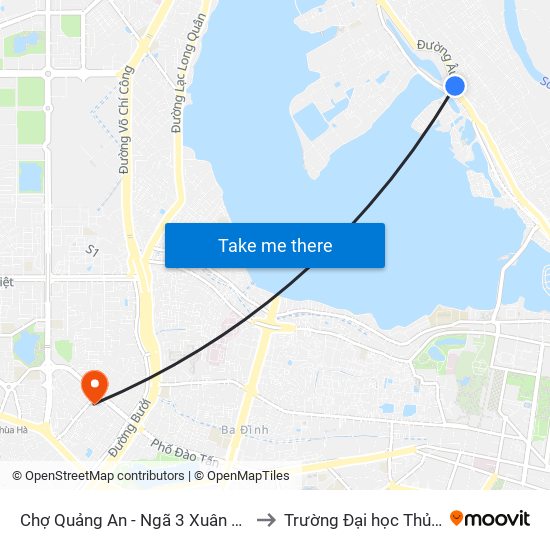 Chợ Quảng An - Ngã 3 Xuân Diệu - 82 Âu Cơ to Trường Đại học Thủ đô Hà Nội map