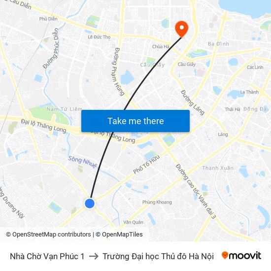 Nhà Chờ Vạn Phúc 1 to Trường Đại học Thủ đô Hà Nội map
