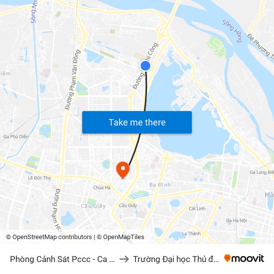 Phòng Cảnh Sát Pccc - Ca Tp Hà Nội to Trường Đại học Thủ đô Hà Nội map