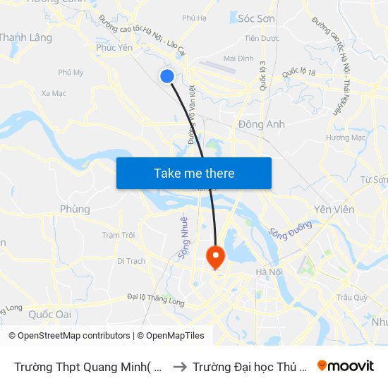 Trường Thpt Quang Minh( Tt Chi Đông) to Trường Đại học Thủ đô Hà Nội map