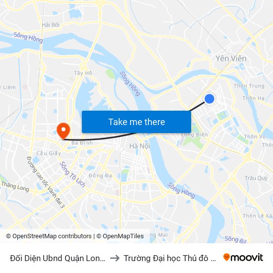 Đối Diện Ubnd Quận Long Biên to Trường Đại học Thủ đô Hà Nội map