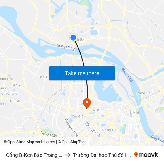 Cổng B-Kcn Bắc Thăng Long to Trường Đại học Thủ đô Hà Nội map