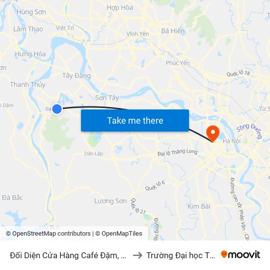 Đối Diện Cửa Hàng Café Đậm, Thôn 6, Ba Trại, Ba Vì to Trường Đại học Thủ đô Hà Nội map