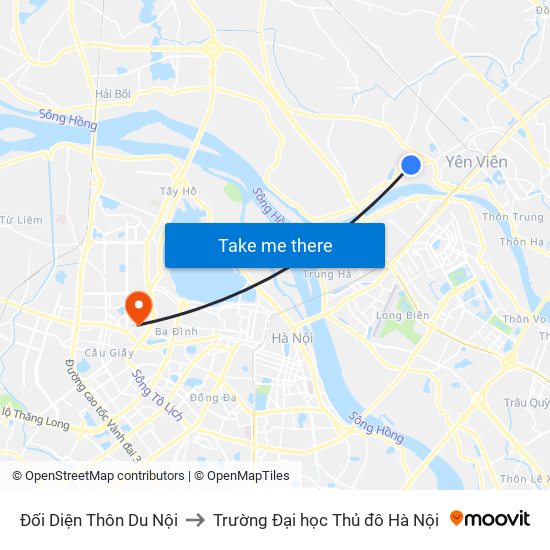 Đối Diện Thôn Du Nội to Trường Đại học Thủ đô Hà Nội map