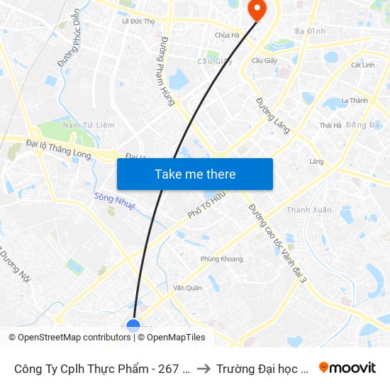 Công Ty Cplh Thực Phẩm - 267 Quang Trung - Hà Đông to Trường Đại học Thủ đô Hà Nội map