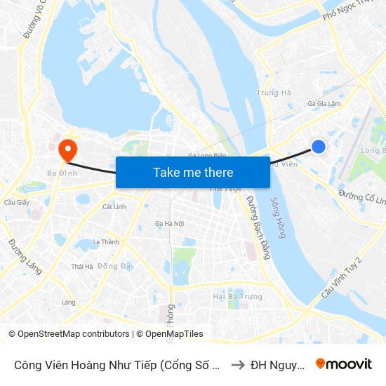 Công Viên Hoàng Như Tiếp (Cổng Số 4 Bvđk Tâm Anh) to ĐH Nguyễn Trãi map
