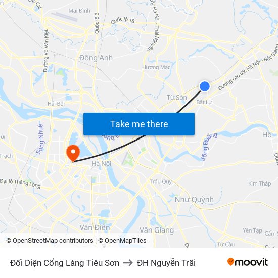 Đối Diện Cổng Làng Tiêu Sơn to ĐH Nguyễn Trãi map