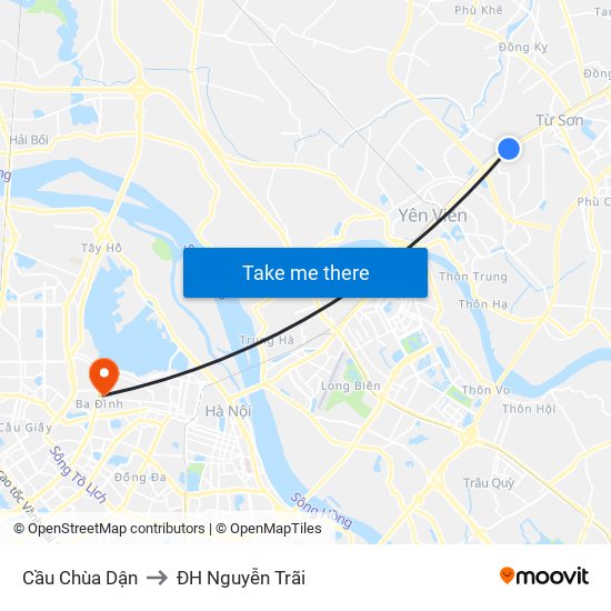 Cầu Chùa Dận to ĐH Nguyễn Trãi map