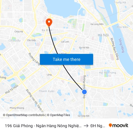 196 Giải Phóng - Ngân Hàng Nông Nghiệp & Ptnt Chi Nhánh Nam Hà Nội to ĐH Nguyễn Trãi map