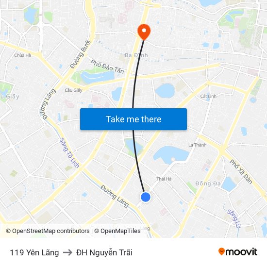 119 Yên Lãng to ĐH Nguyễn Trãi map