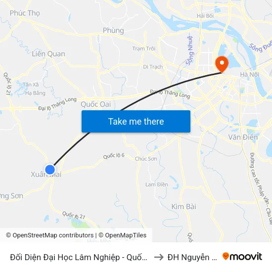 Đối Diện Đại Học Lâm Nghiệp - Quốc Lộ 21 to ĐH Nguyễn Trãi map
