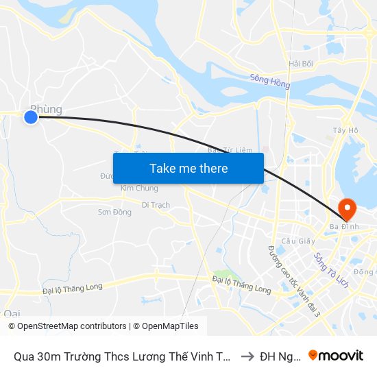 Qua 30m Trường Thcs Lương Thế Vinh Thị Trấn Phùng, Km 22+100 Quốc Lộ 32 to ĐH Nguyễn Trãi map