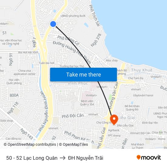 50 - 52 Lạc Long Quân to ĐH Nguyễn Trãi map