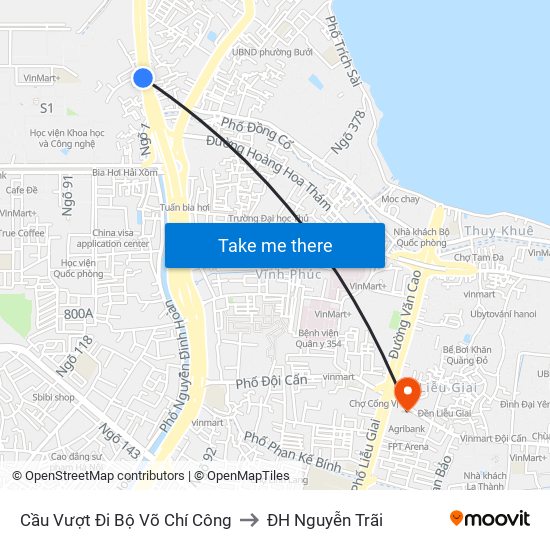 Cầu Vượt Đi Bộ  Võ Chí Công to ĐH Nguyễn Trãi map