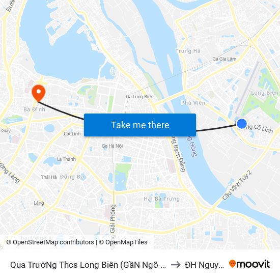 Qua TrườNg Thcs Long Biên (GầN Ngõ 46 Tư ĐìNh) - Cổ Linh to ĐH Nguyễn Trãi map