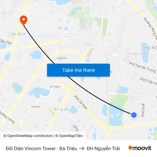 Đối Diện Vincom Tower - Bà Triệu to ĐH Nguyễn Trãi map