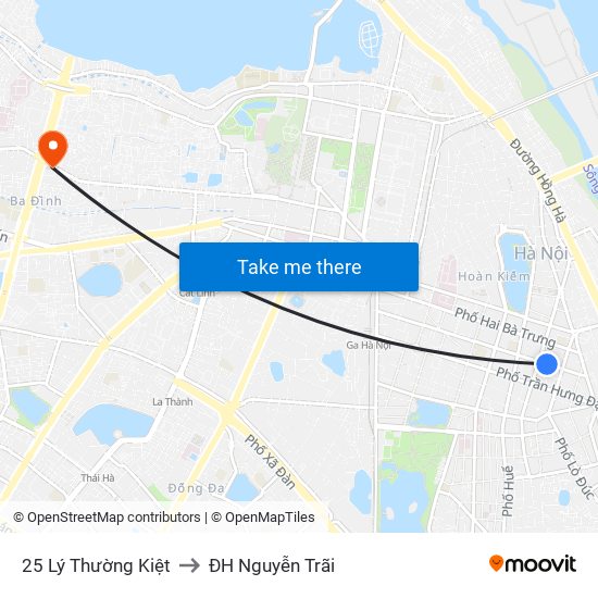 25 Lý Thường Kiệt to ĐH Nguyễn Trãi map