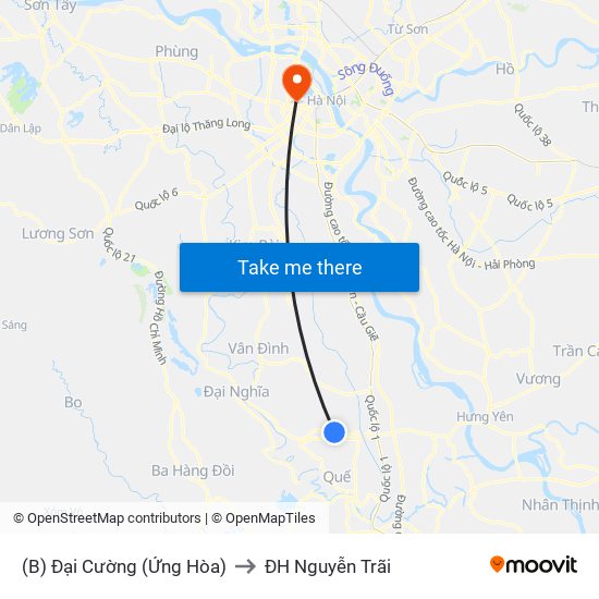 (B) Đại Cường (Ứng Hòa) to ĐH Nguyễn Trãi map