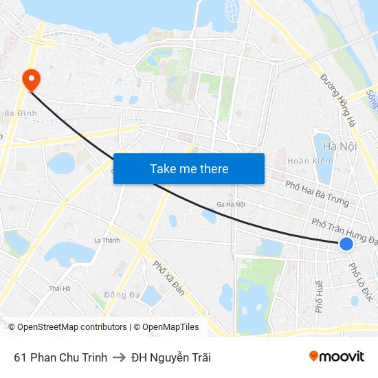 61 Phan Chu Trinh to ĐH Nguyễn Trãi map
