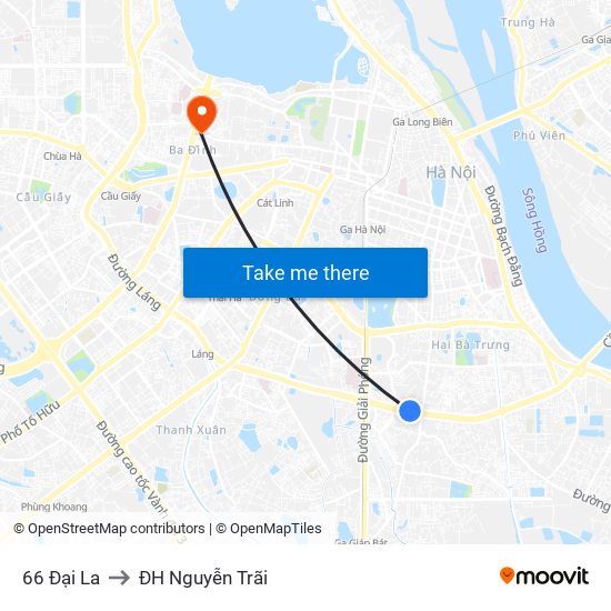 66 Đại La to ĐH Nguyễn Trãi map