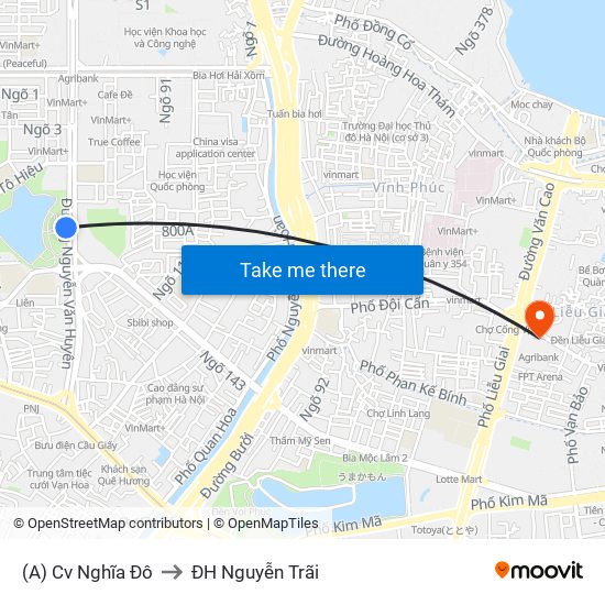 (A) Cv Nghĩa Đô to ĐH Nguyễn Trãi map