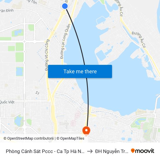 Phòng Cảnh Sát Pccc - Ca Tp Hà Nội to ĐH Nguyễn Trãi map
