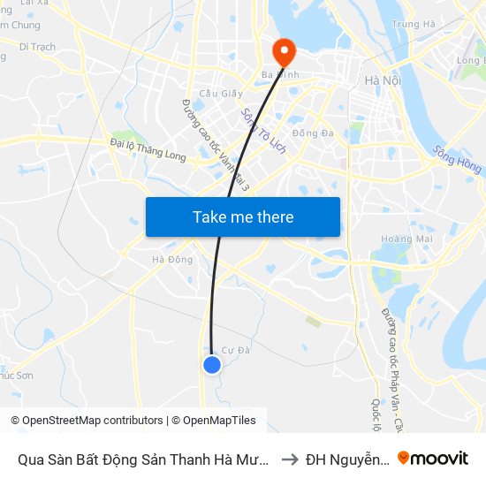 Qua Sàn Bất Động Sản Thanh Hà Mường Thanh to ĐH Nguyễn Trãi map