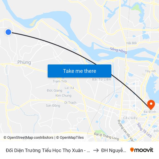 Đối Diện Trường Tiểu Học Thọ Xuân - Đan Phượng to ĐH Nguyễn Trãi map