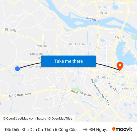 Đối Diện Khu Dân Cư Thôn 6 Cổng Cầu - Đê Song Phương to ĐH Nguyễn Trãi map