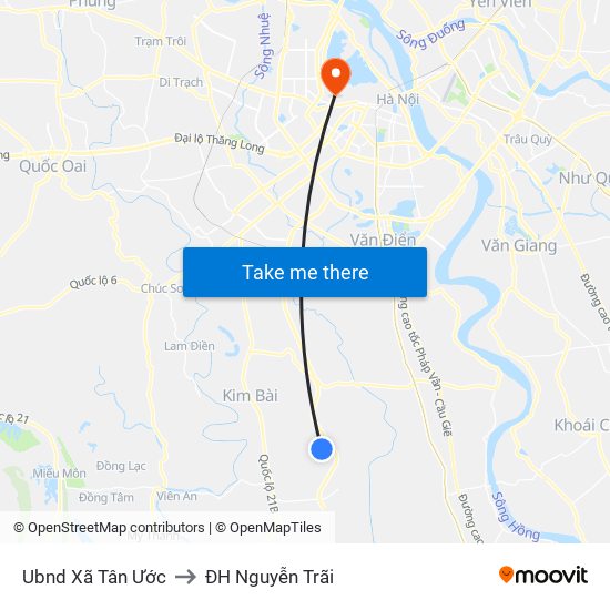 Ubnd Xã Tân Ước to ĐH Nguyễn Trãi map