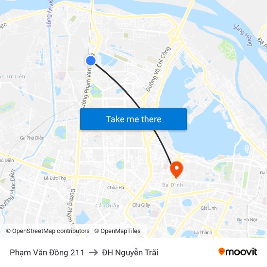Phạm Văn Đồng 211 to ĐH Nguyễn Trãi map