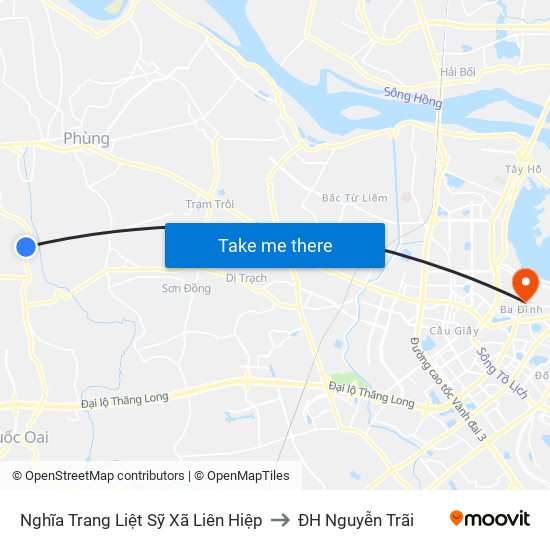 Nghĩa Trang Liệt Sỹ Xã Liên Hiệp to ĐH Nguyễn Trãi map