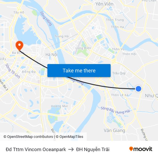 Đd Tttm Vincom Oceanpark to ĐH Nguyễn Trãi map