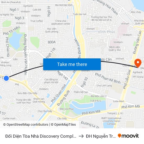 Đối Diện Tòa Nhà Discovery Complex to ĐH Nguyễn Trãi map