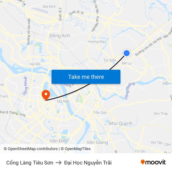Cổng Làng Tiêu Sơn to Đại Học Nguyễn Trãi map