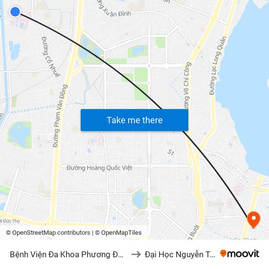 Bệnh Viện Đa Khoa Phương Đông to Đại Học Nguyễn Trãi map