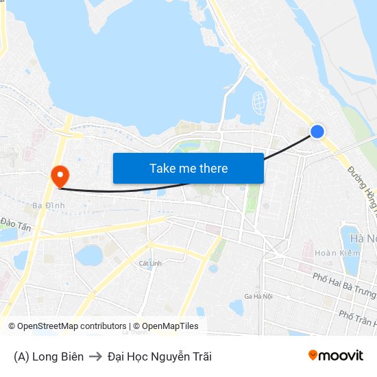 (A) Long Biên to Đại Học Nguyễn Trãi map