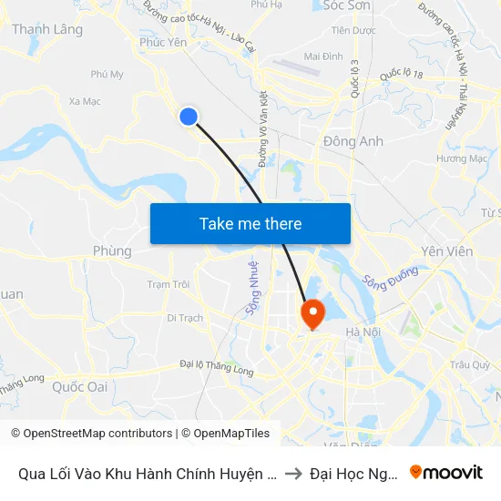 Qua Lối Vào Khu Hành Chính Huyện Mê Linh 100m - Ql23 to Đại Học Nguyễn Trãi map